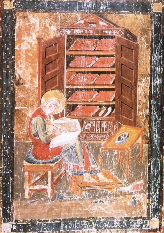 The prophet Ezra works Begin the saint documents, from the Codex Amiatinus, Jarrow, unknow artist
